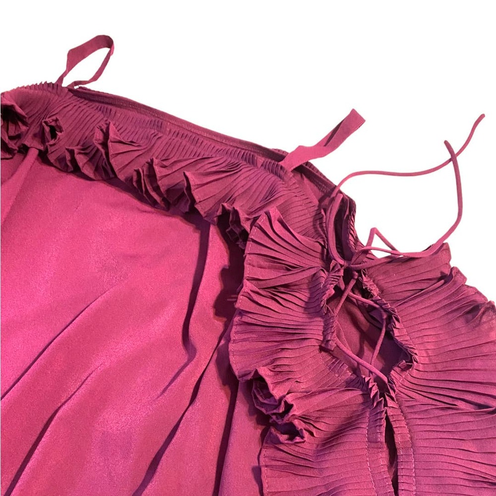 Lane Bryant purple cold shoulder ruffle lace up sleeve size 20 - Picture 5 of 9